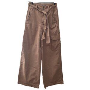Veronica Beard Belisa Tie-Waist Wide-Leg Cargo Pants Size 28 Color Khaki